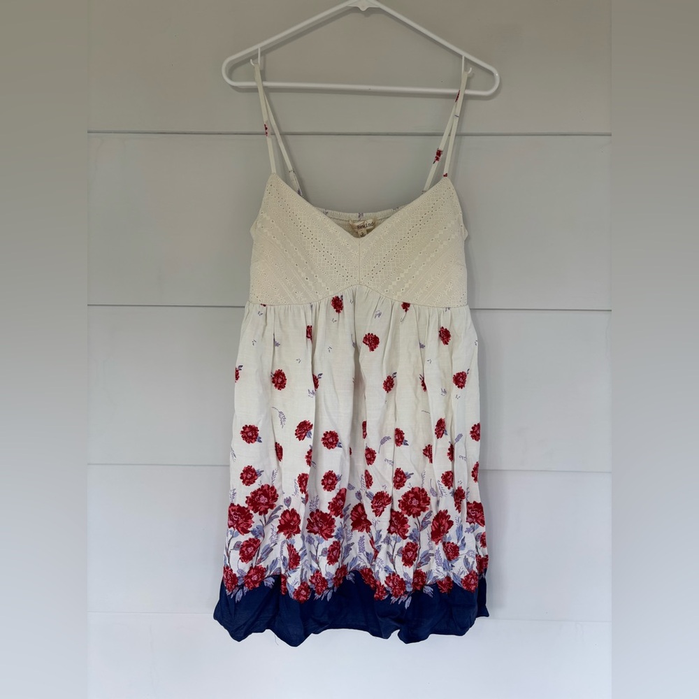Rewind Junior Girl’s Large Spaghetti Strap Sweetheart Eyelet Bodice Summer Dress